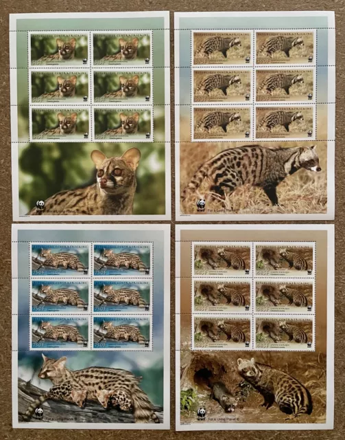 Stamps Full Set in Sheets WWF savages animals Civet Central Africa 2007 Perf.