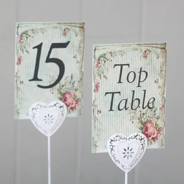 Vintage Green Floral Wedding Table Numbers | Top Table 1-15 Rustic Centrepiece