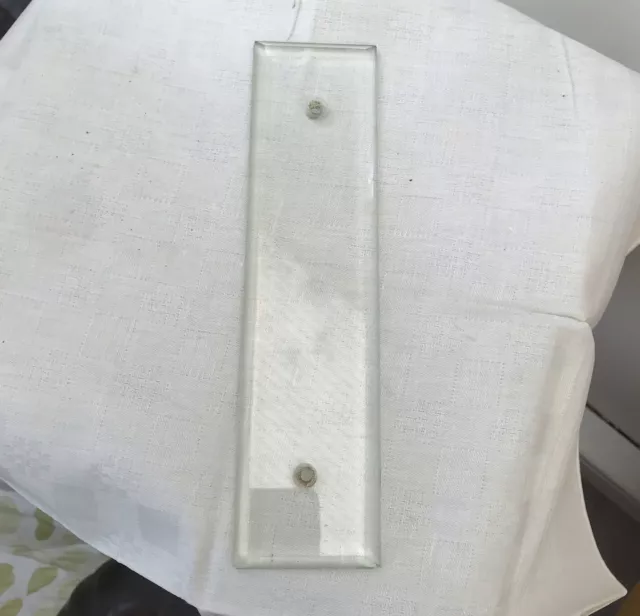 French Door Finger Push plate beveled clear glass 9 1/2” x 2 1/2” antique heavy