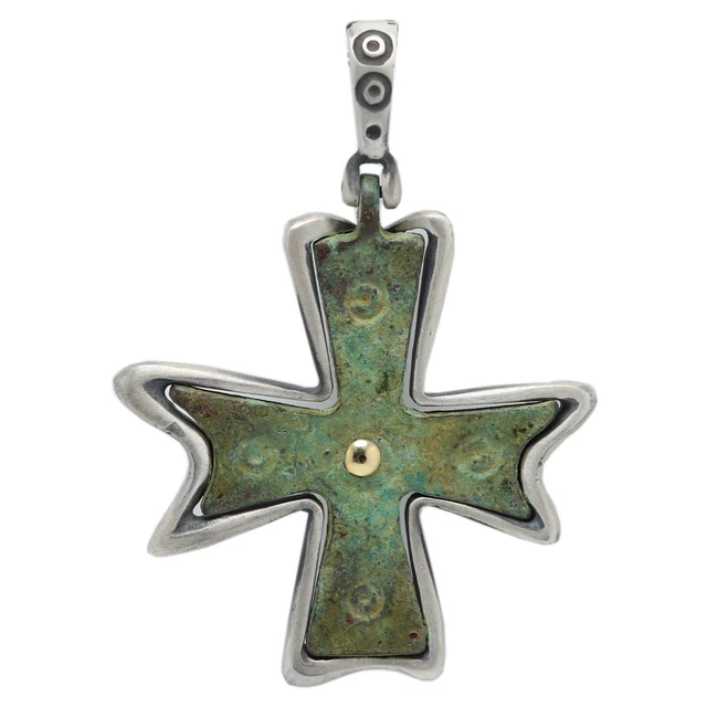 Antik Anhänger Römische Byzantiner Kreuz Sterlingsilber Antik Kreuz #19