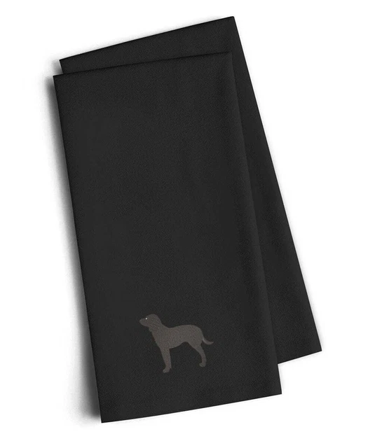 American Water Spaniel Black Embroidered Towel Set of 2 BB3401BKTWE New