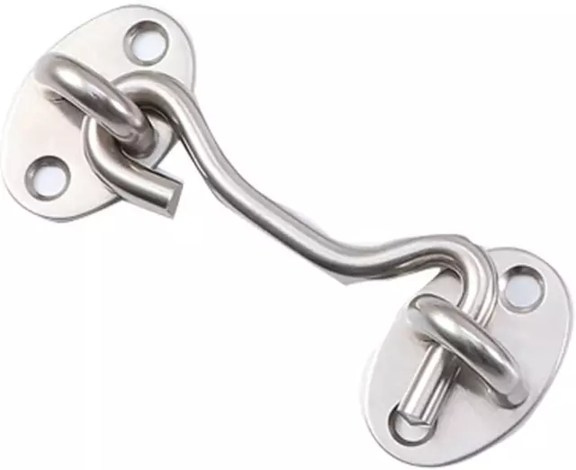 2 Pack Hook And Eye Latch Barn Door Stainless Steel Gate Latch Lock Cabin NEW
