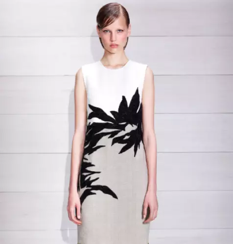 Jason Wu Resort 2014 White/Beige Sheath Dress w/ Black Sequin Accent sz 4