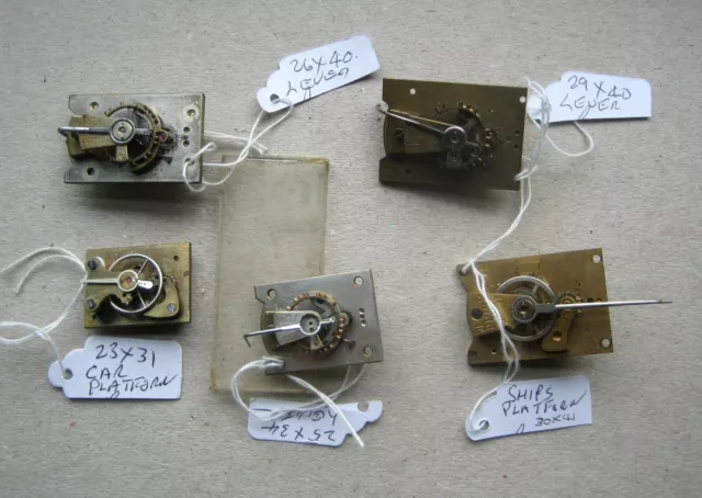 5 Antique or Vintage Platform Escapements as Photos Carriage Clock etc