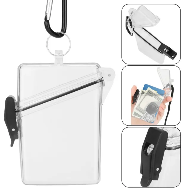 Portable Waterproof Sport Case Key Cash Work ID Card Holder Badge w/Lanyard+Clip