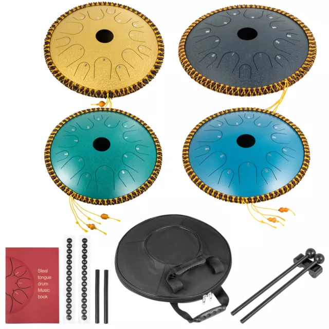 VEVOR Tongue Drum 14 Notes Dish Shape Drum 14 Inches Dia. with Rope Decoration