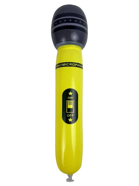 Microphones Gonflables Pour Fête - Lot De 6, Couleurs Vives, Longueur 25 Cm, En PVC Résistant | Accessoire Carnaval, Soirée Années 80-90