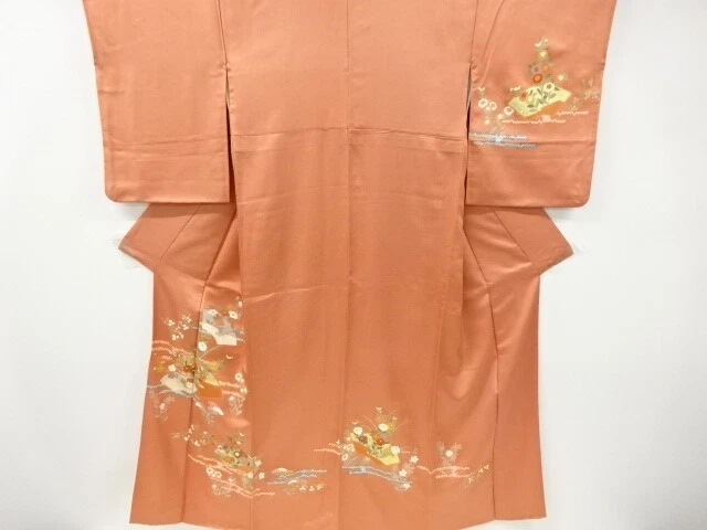 6524104: Japanese Kimono / Vintage Homongi / Embroidery / Autumn Flowers & Jigam