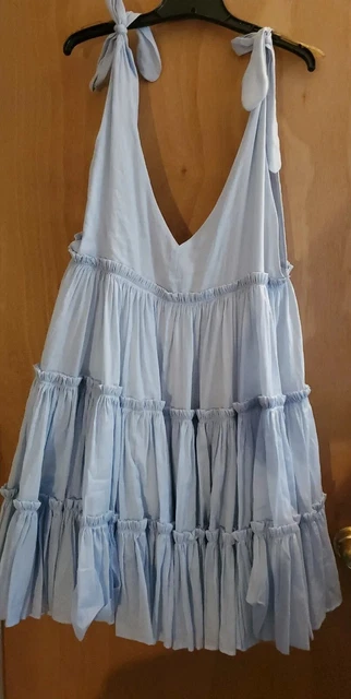 NWT Innika Choo RAMI Biiig DRESS Scallop Frill dress in Dusk Blue Deep V Size 3 NWT Innika Choo RAMI Biiig DRESS Scallop Frill dress in Dusk Blue Deep V Size 3