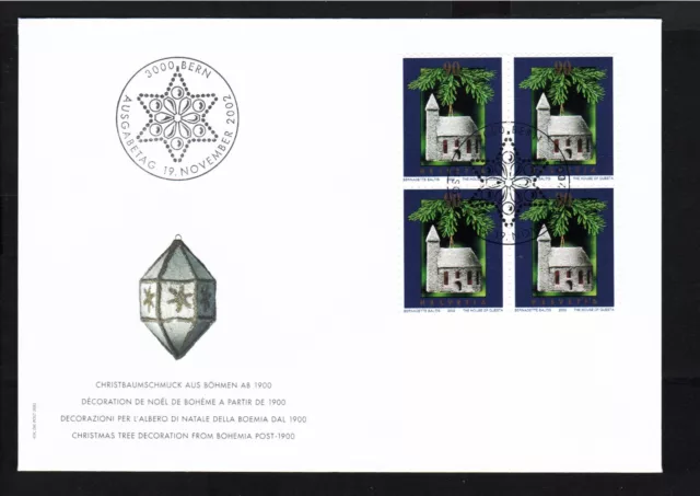 Schweiz Mi-Nr. 1815 Viererblock FDC Weihnachten