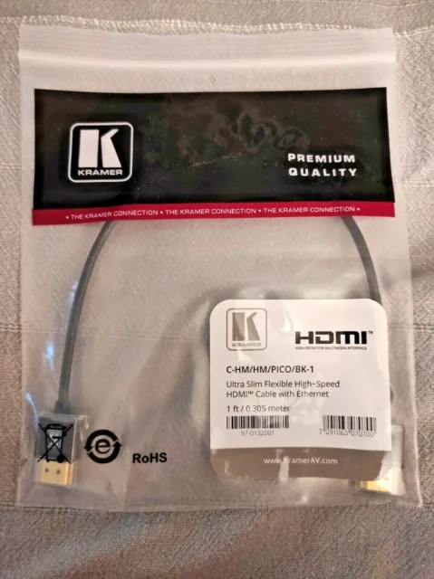 KRAMER C-HM/HM/PICO/BK-1  Ultra Slim Flexible High Speed HDMI Cable