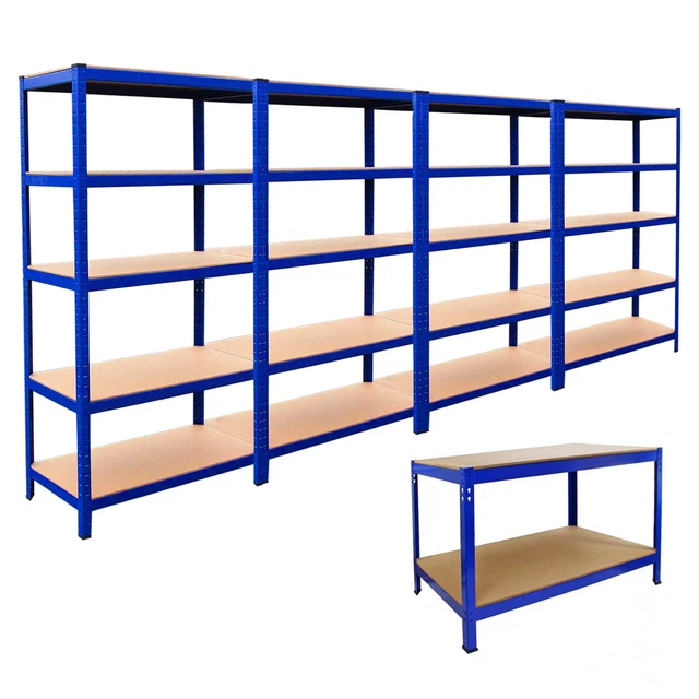 4 scaffalature portaoggetti 418,97 ripiani in acciaio 180 cm magazzino garage e banco di lavoro