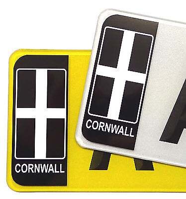 Pair Of CORNWALL Cornish Flag Number Plate Badge Vinyl Stickers decal For Car