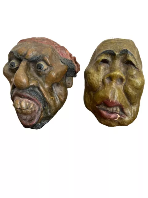 Antique Grotesque Chinese Theater Masks Nuo Theater Performance Masks