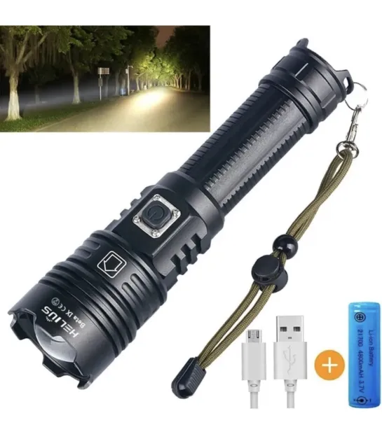 Led Torch XHP70 Flashlight USB Rechargeable Torch 20000 Lumens Super Bright