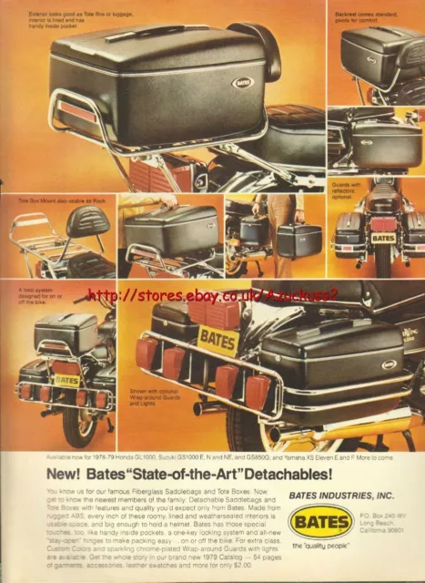 Bates Saddlebags Motorcycle 1979 Magazine Advert #425