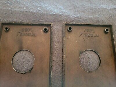 Vintage Pair RUSSWIN Fordham Door Knob Back Plates 8"x3⅛" 1900s Door Decor - A 3