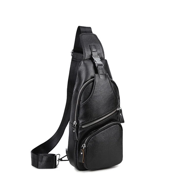 Men's Genuine Leather Sling Backpack Crossbody Chest Bag Sling Shoulder Bag