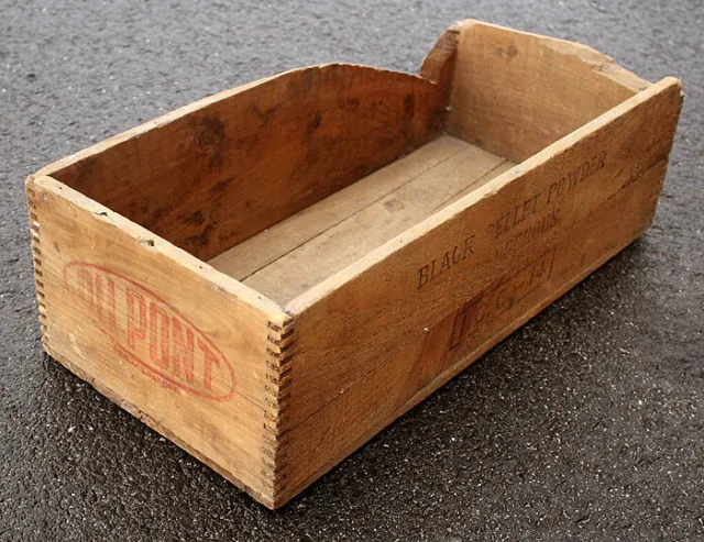 Antique Vintage Old Primitive Wood Wooden "Dupont" Gunpowder Explosive Box Crate