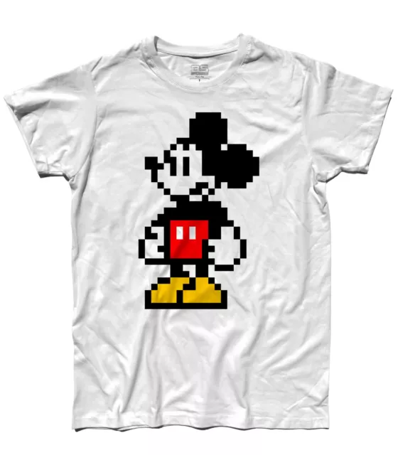 T-shirt uomo TOPOLINO MICKEY MOUSE PIXEL roba da grafici videogames vintage