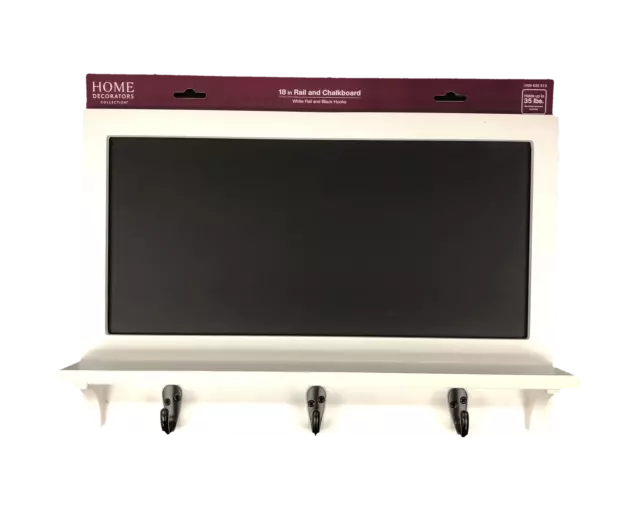 Liberty R43689H-PFB Wall Mounted Pure White 18" Chalkboard w/ 3 Hooks Black