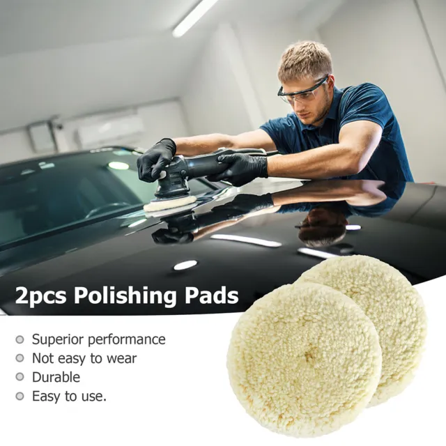 2Pcs 7 inch Natural Wool Buffing Pads for Compound Polishing O1G2
