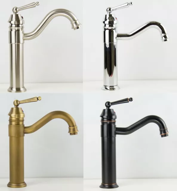 Vintage Antique Style Medium Bath Basin Sink Mono Bloc Mixer Swivel Tap Swivel