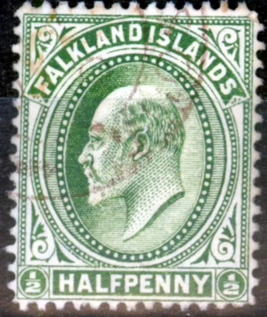 Falkland Islands 1908 1/2d Pale Yellow-Green SG43b Fine Used South Georgia CD...