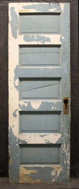 25.5"x76" Antique Vintage Old Wood Wooden Interior Closet Pantry Door 5 Panels