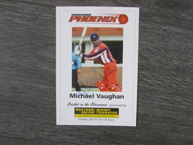 Michael Vaughan Yorkshire Phoenix Cricket Player Original Hand Signed Card A