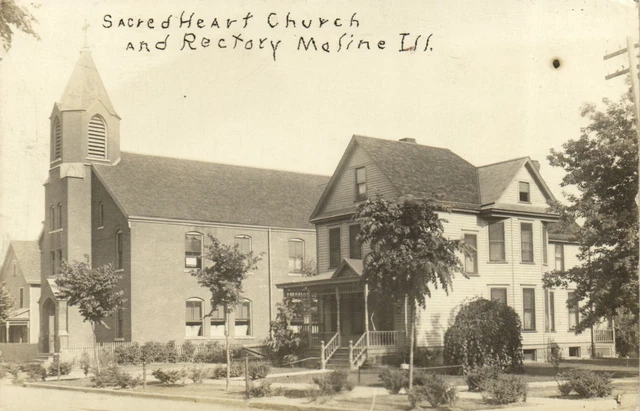 PC CPA US, ILLINOIS, SACRED HEART CHURCH, VINTAGE REAL PHOTO POSTCARD (b5488)