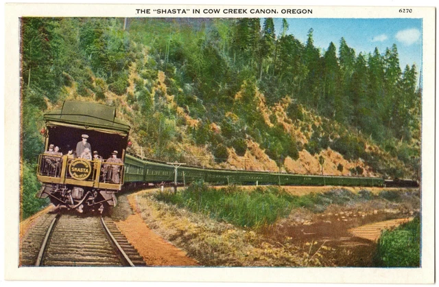 COW CREEK CANYON Canon, OR - Shasta Train SPRR Southern Pacific Oregon Postcard