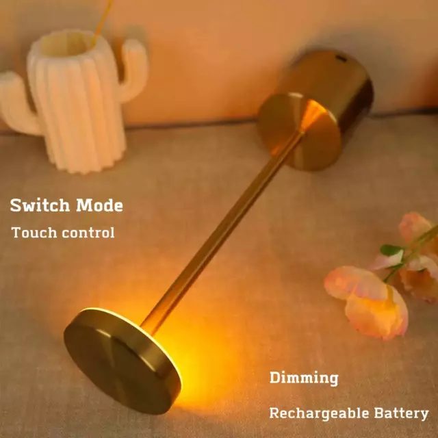 Versatile LED Rechargeable Touch Metal Table Lamp: Ideal for Bedside, Outdoor De