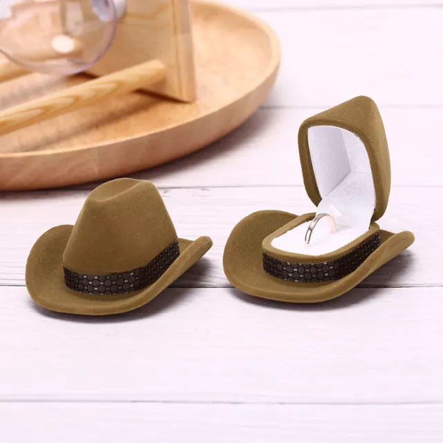 Cowboy HatShape Velvet Display GiftBox Jewelry Case For Necklace Earrings R#km