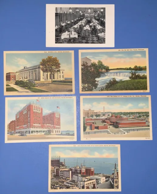 Lot 6 Vintage Racine Wisconsin Postcards Parks~Lake~Buildings Color/BW 1930-40s