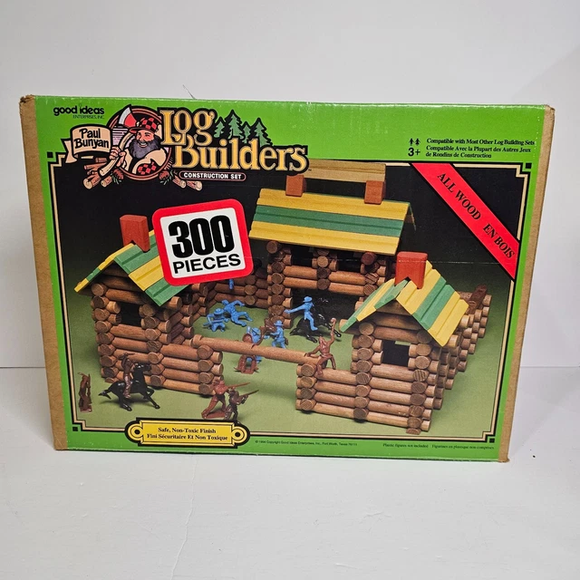 VINTAGE PAUL BUNYAN Log Builders Construction Set 306 Pieces Counted ...