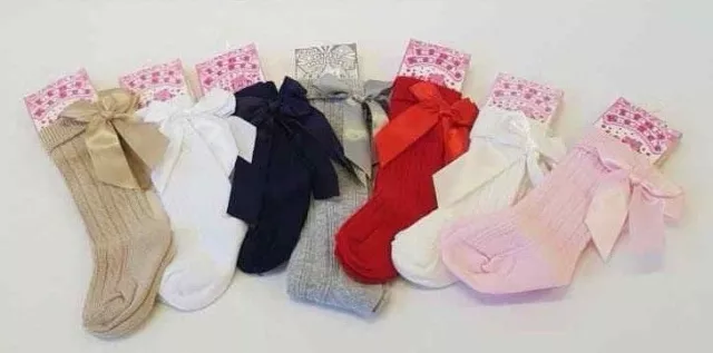 Knee High Bow Socks Ribbon Bow Romany / Spanish Newborn - 9 year