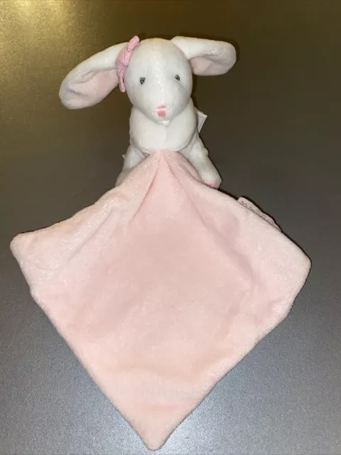 Doudou et Compagnie Lapin blanc nez rose nœud mouchoir rose etat neuf