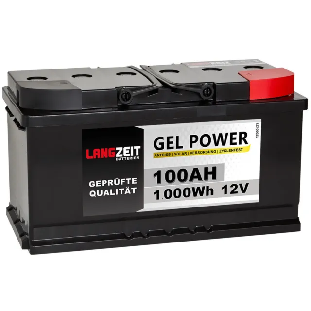 LANGZEIT Blei Gel 12V 100AH Solar Batterie Wohnmobil Boot Schiff Versorgung Akku