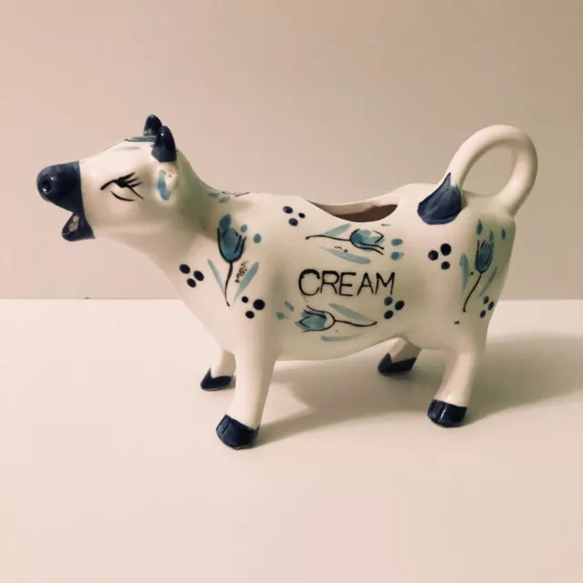 Vintage Ceramic Cow Creamer Figurine 7 Inch Long Farm Animal