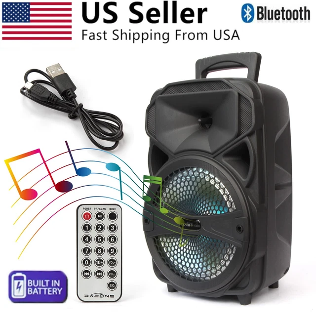 8" FM Bluetooth Speaker Subwoofer Heavy Bass Sound System Portable Party Speaker