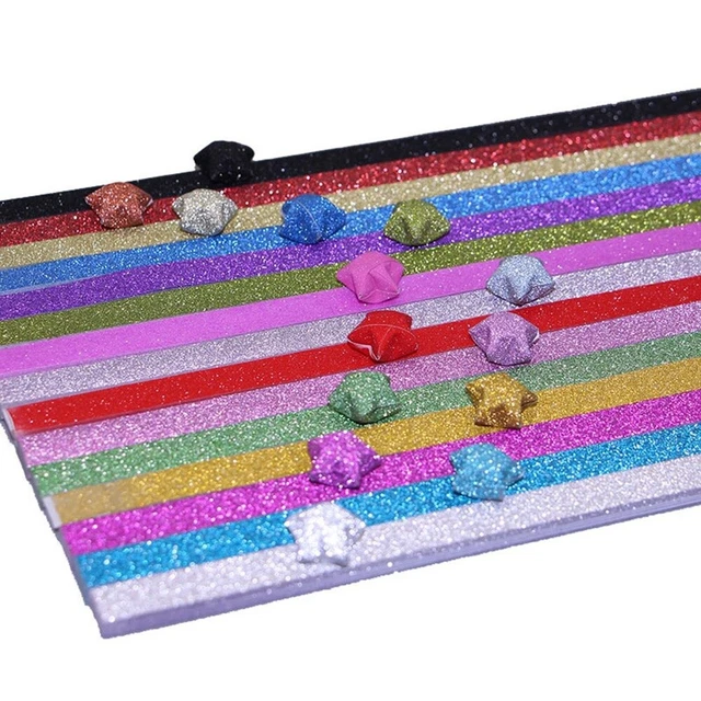 320 PIEZAS Tiras de papel estrella de papel origami brillo tiras de papel estrella de origami