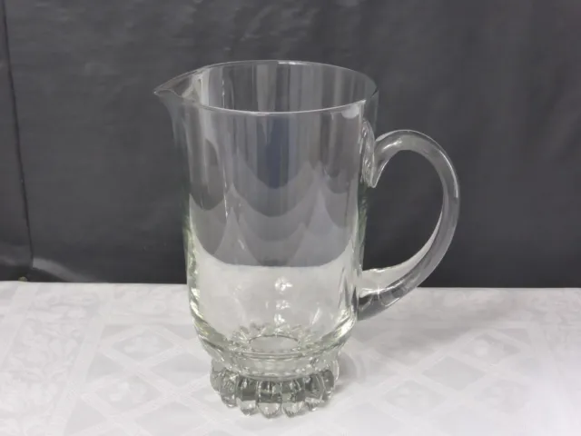 Carafe/Broc à eau/Pichet vintage en verre incolore base cannelée-Ht 20cm