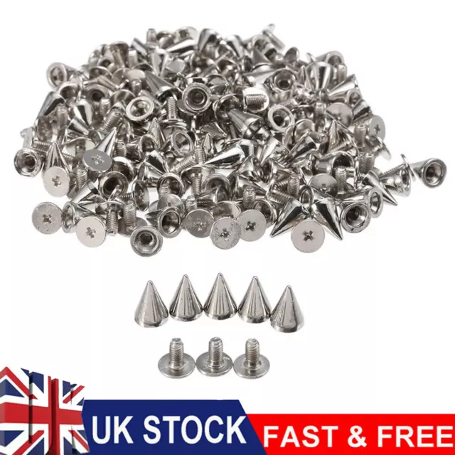 100pcs 10mm Punk Cone Spikes Screwback Studs For DIY Leather Clothing Jacket