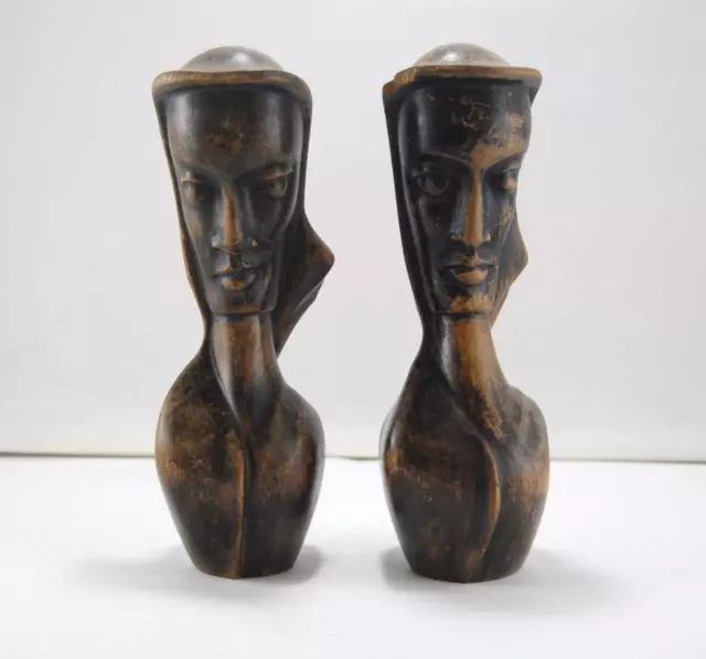 2 11 " Sculpté en Bois Africain Visage Statue Sculptures Signé Charles Sculpture