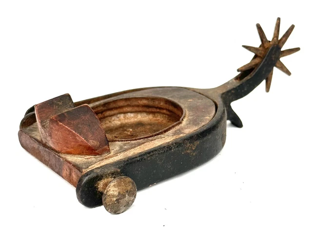 Vintage Antique Handmade Folk Art Western Cowboy Spur Cigar Cigarette Ashtray