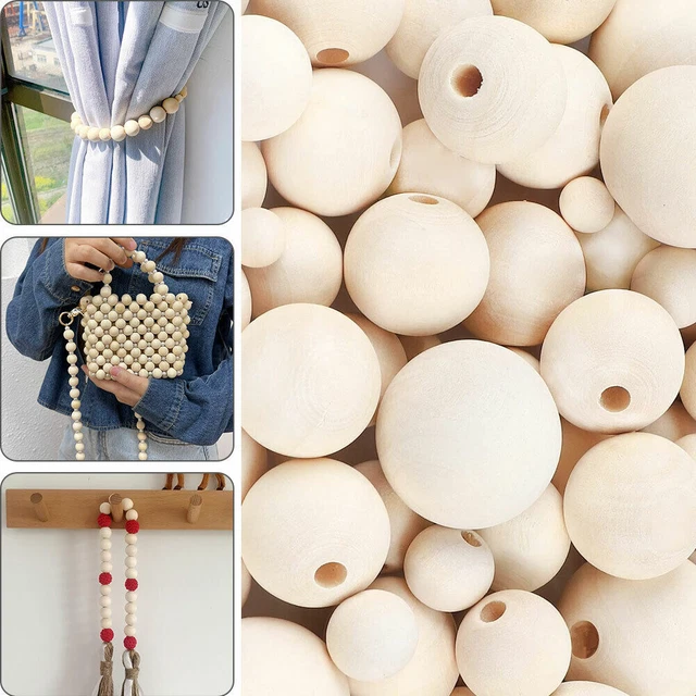 6-25mm Natural Wood Large Hole Wooden Beads For Macrame Jewelry Charms Crafts