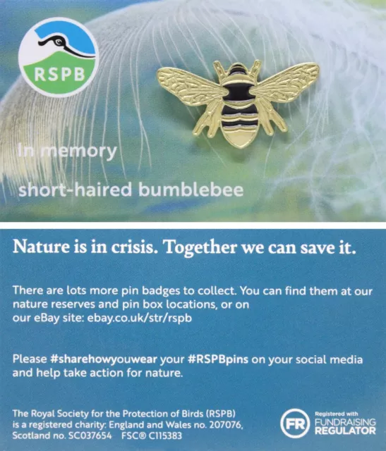 RSPB Pin Badge Special In Memory short-haired bumblebee 03099