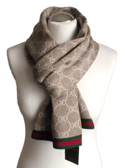 SCIARPA UOMO DONNA Gucci 100 lana nuova beige 23x180 sciarpa sciarpa EUR 319 00 PicClick IT