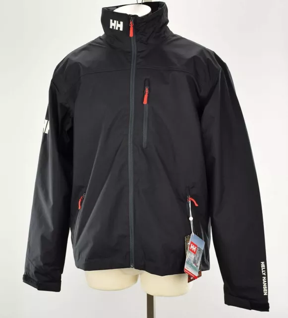 HELLY HANSEN Mens Black CREW MIDLAYER Water Resistant Windproof Jacket LARGE NWT